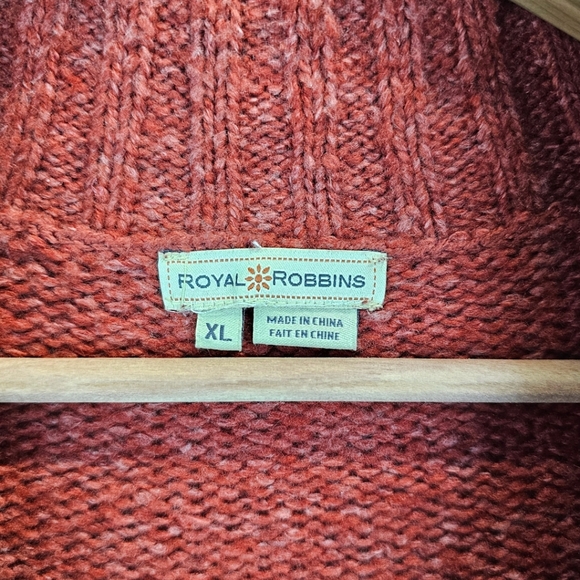 Royal Robbins Wool Blend Zip Cardigan XL Cranberry Cable Knit Cabincore Casual - Picture 13 of 14